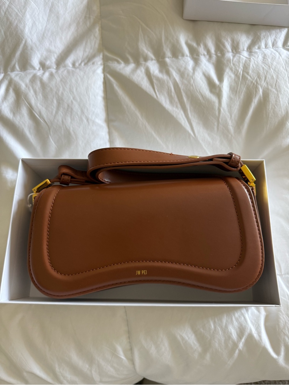 JW PEI Cognac Saddle Shoulder Bag with Gold Hardware